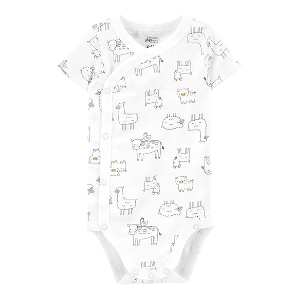 Carter's Other - 3/$15 🌸 Carter’s Simple Joys Side Snap Wrap Bodysuit White Animal Print Onesie